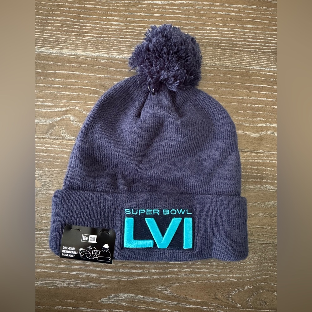 Super Bowl LVI Youth Navy Blue Beanie Pom Hat NWT